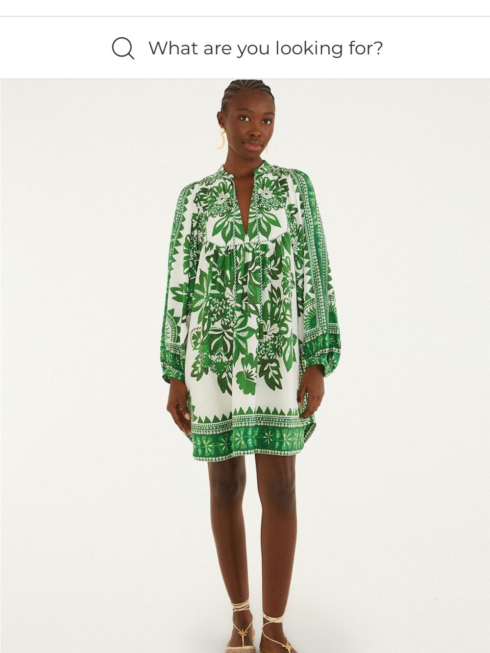 FARM Rio Green Floral Tapestry Mini Dress